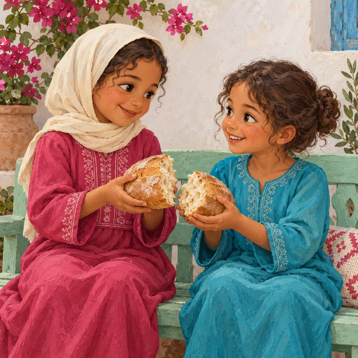 Illustration de l’histoire « La fille qui partageait son pain »